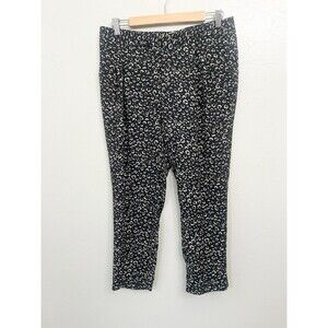 NWT New LOFT Women's Size 4 Black Floral Print Jogger Tapered Leg Ankle Pants S